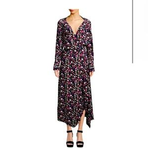 Equipment- Neema Long-Sleeve Floral-Print Long Wrap Dress Size 2